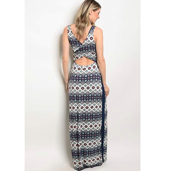 Boho Open Back Jersey Maxi Dress - Picture 2 of 3